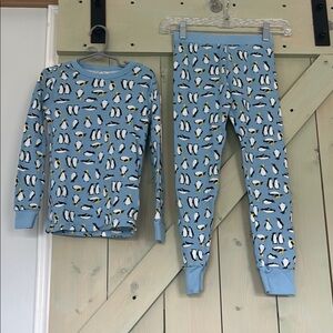 J. Crew Blue and White Pajama Set with Playful Bone Design